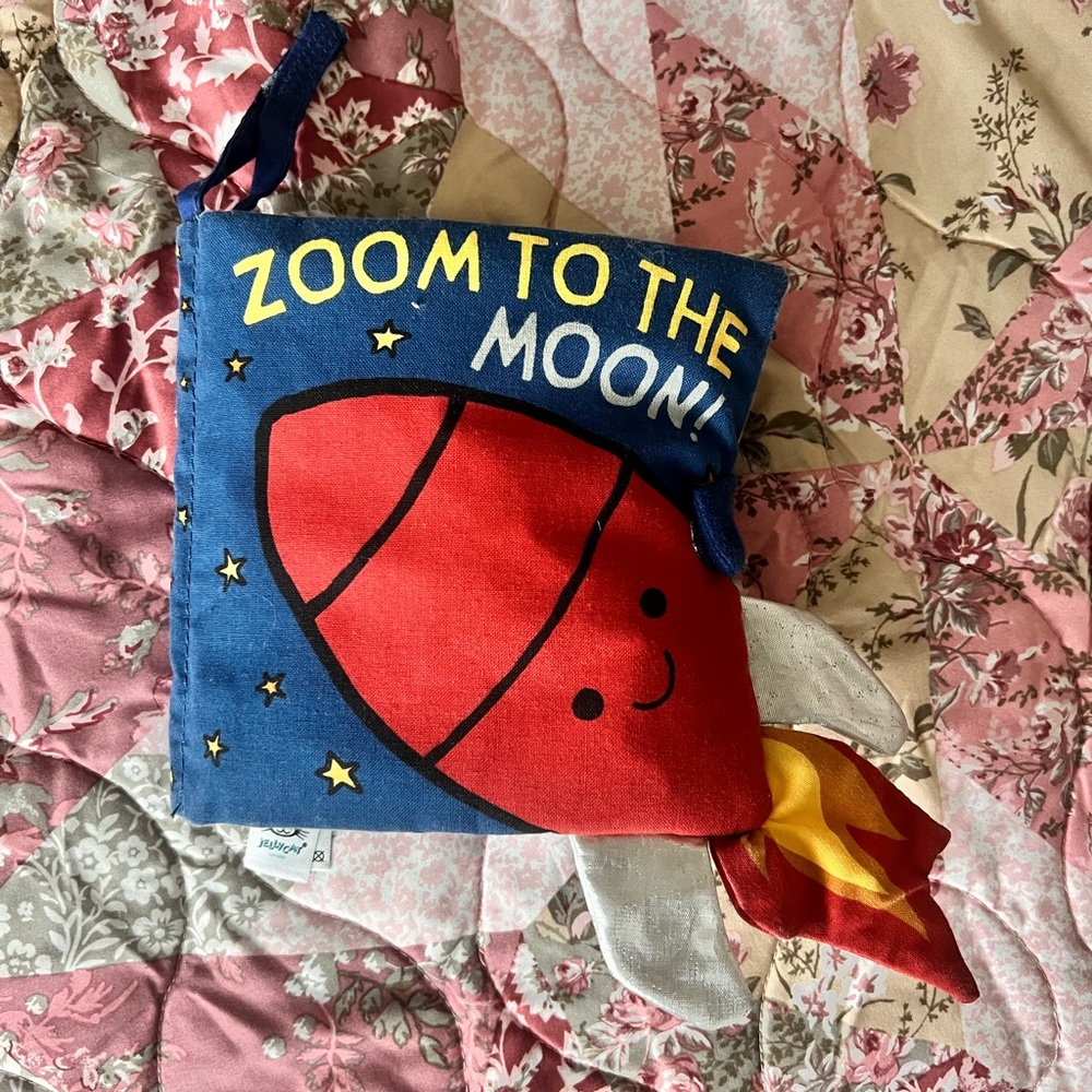 Zoom to the Moon! Soft Rocket Jellycat Crinkle Book